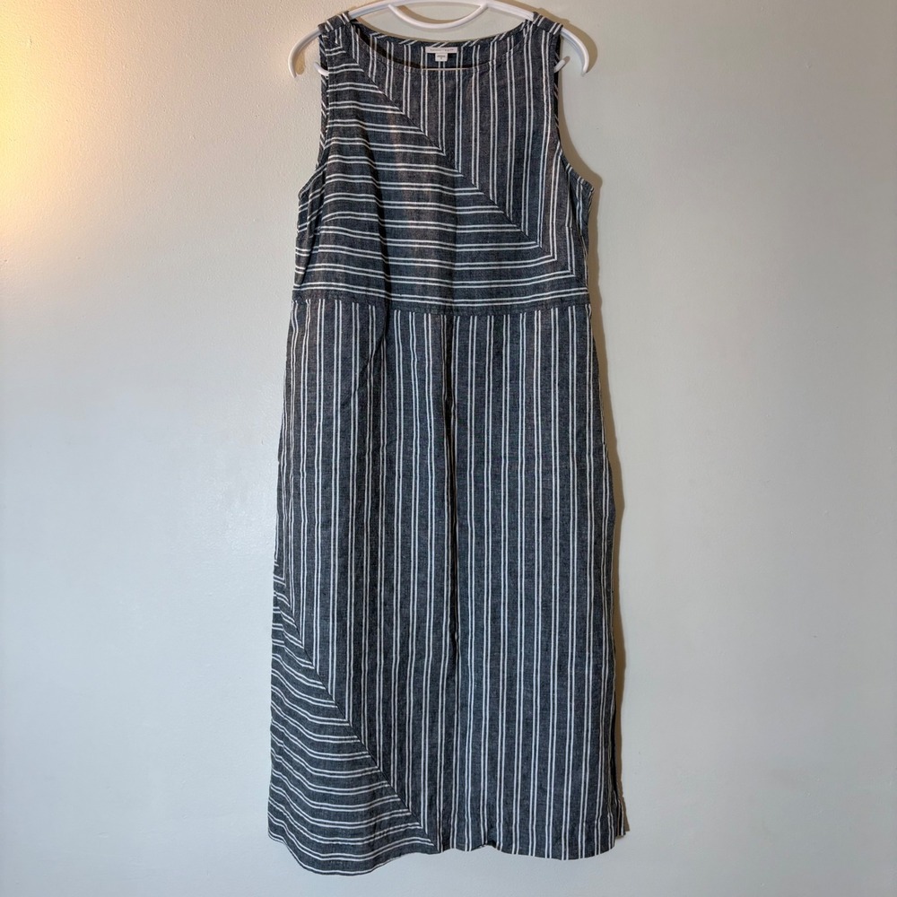 J. Jill Black & White Striped Sleeveless Maxi Dress